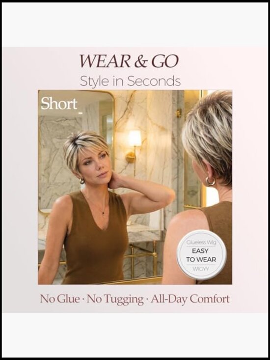Curly Pixie Wig with Bangs Heat Resistant Synthetic Hair Daily Wear Lightweight main image 5